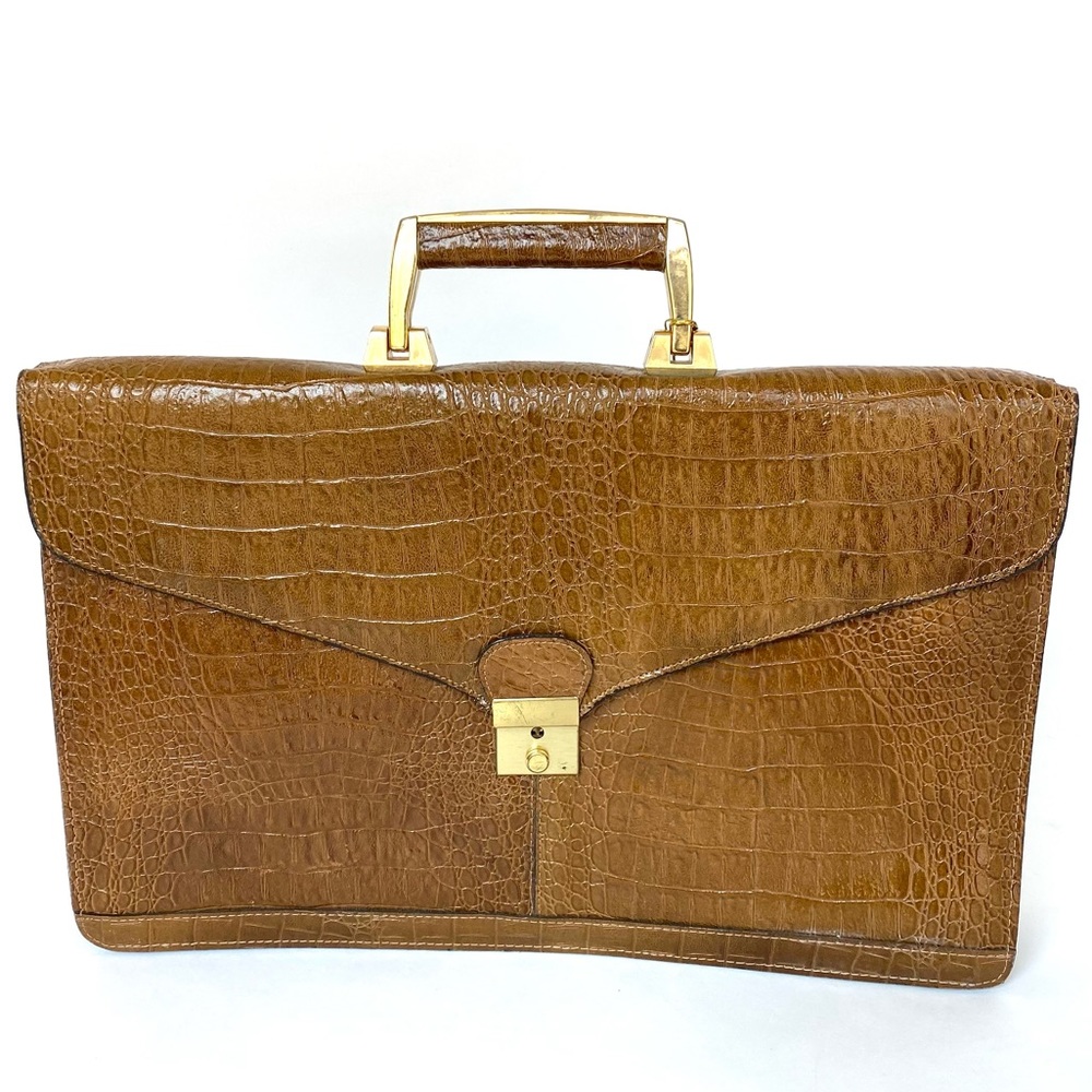 VINTAGE ALLIGATOR EMBOSSED LEATHER BRIEFCASE PORTFOLIO